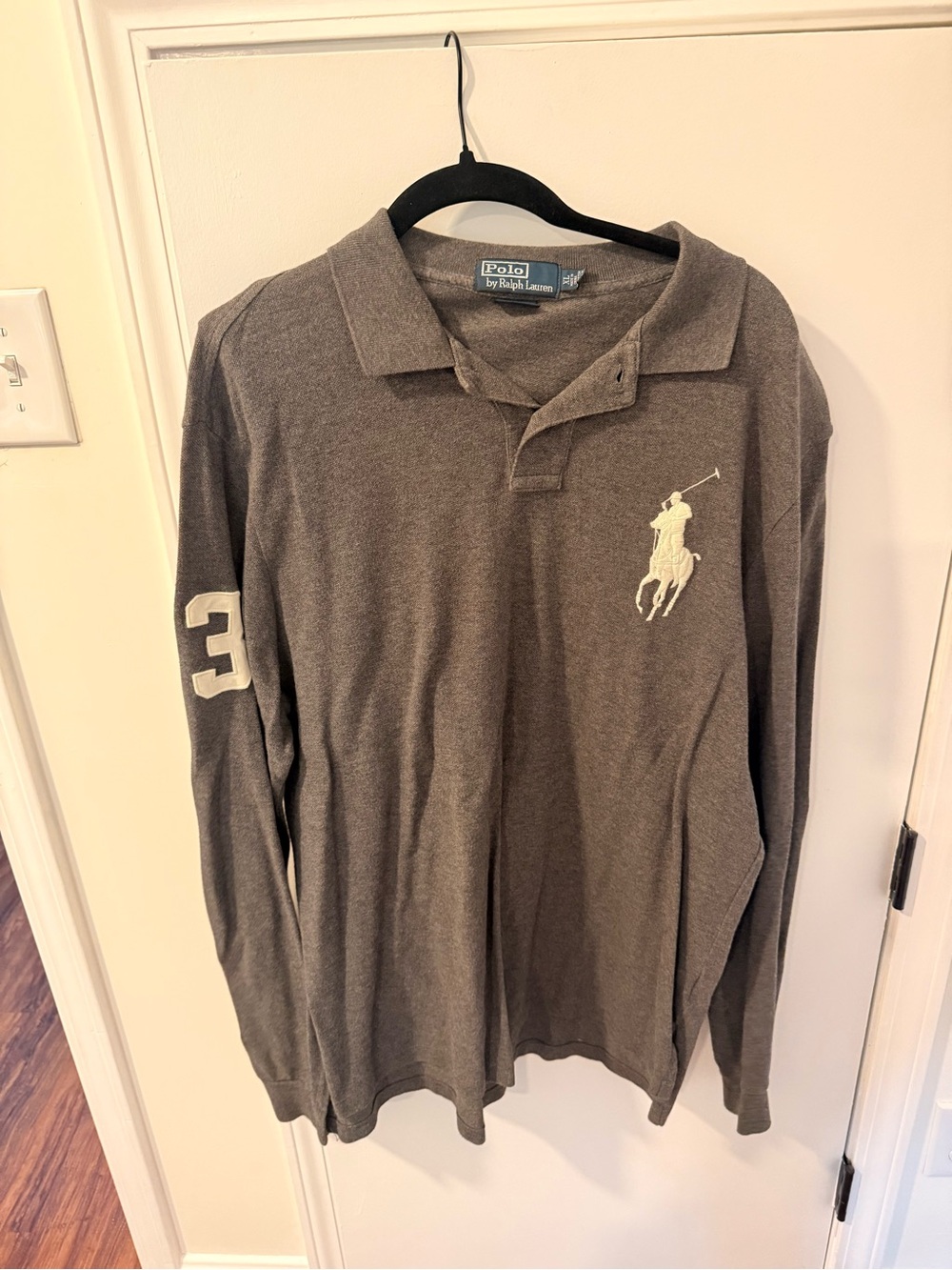 Polo by Ralph Lauren Long-Sleeve Polo Shirt in Brown with White Logo